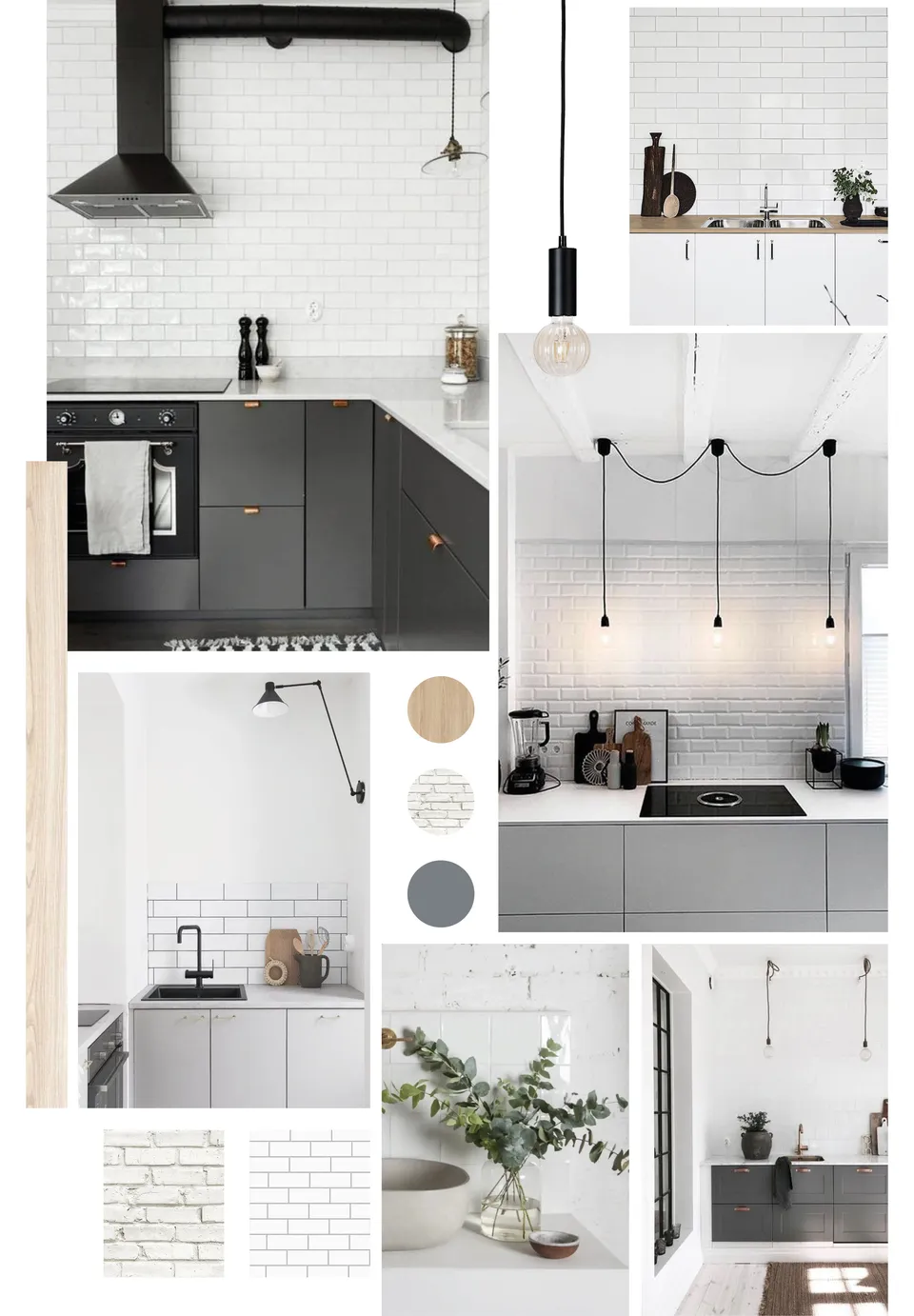 Studio Madame : architecte d’intérieur, Paris et Montmorency
Projet réalisé à Orléans.
Planche d'inspiration composée d'images aux tons doux et neutres (beiges, blancs, gris, noirs) qui évoquent le projet dans son ensemble. Les images illustrent une à une les éléments suivants : une cuisine industrielle anthracite et blanc, une cuisine blanche et bois, une cuisine industrielle gris clair et blanc, une cuisine industrielle gris clair et blanc, une vasque en béton, une cuisine campagne anthracite et blanc.